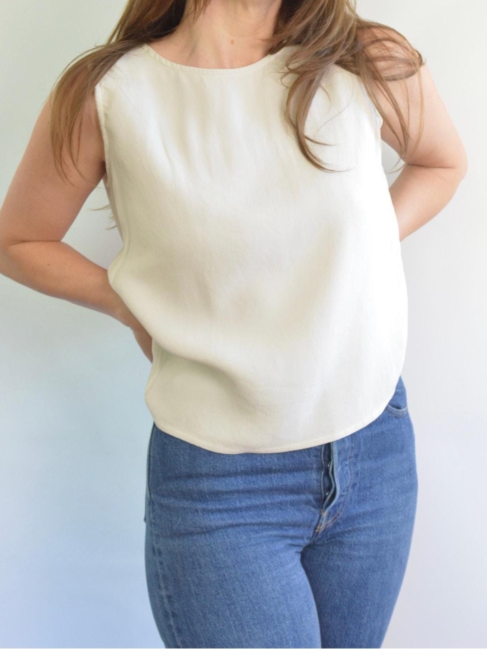 100% Silk Ivory Tank, Medium